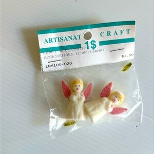 Vintage Flocked Angel Figurines Craft Supply Miniatures